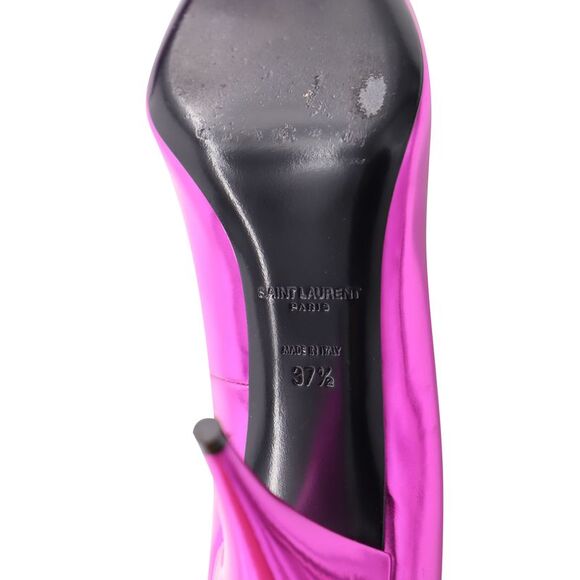 Saint Laurent Kiki 85 Metallic Pumps in Pink Leather - Picture 6 of 8